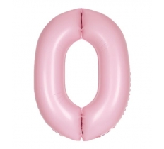 34" UNIQUE MATTE LOVELY PINK NUMBER 0 FOIL BALLOON