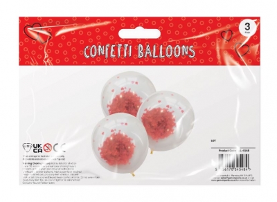 Confetti Heart Balloons 3pk