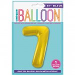 GOLD NUMBER 7 SHAPED FOIL BALLOON 34"