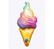 14" Rainbow Swirl Ice Cream Foil Balloon
