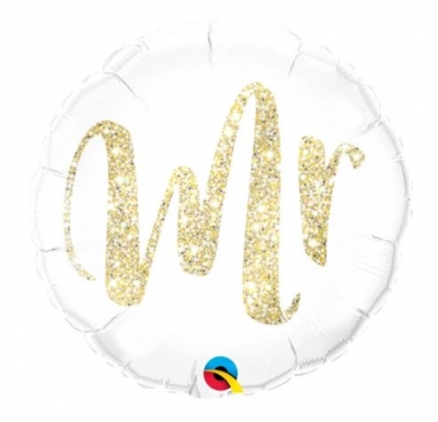 QUALATEX 18" ROUND MR. GLITTER GOLD BALLOON