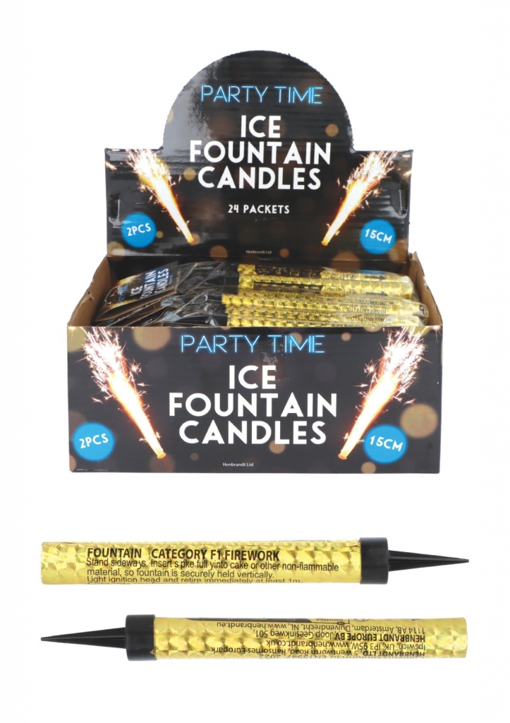 Gold 15cm Ice Fountain Firework Candle 2 Pack - Click Image to Close