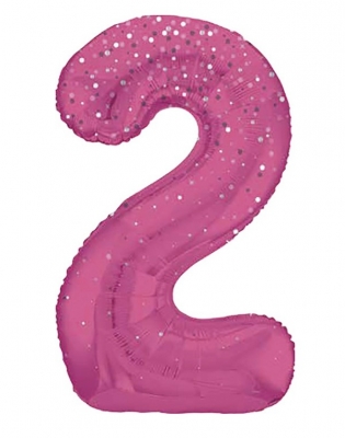34" GLITZ 2 Pink Printed Prism Foil Balloon Numeral