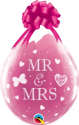 QUALATEX 25 PACK 18" MR & MRS DIAMOND CLEAR BALLOON