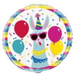LLAMA BIRTHDAY ROUND FOIL BALLOON 18"