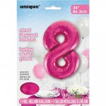 PINK NUMBER 8 SHAPED FOIL BALLOON 34"