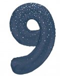 34" GLITZ 9 Blue Printed Prism Foil Balloon Numeral