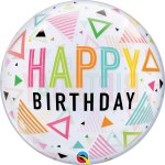 QUALATEX 22" BIRTHDAY RAINBOW TRIANGLES SINGLE BUBBLE