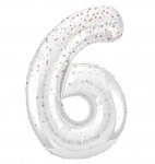 34" GLITZ 6 Rose Gold Printed Prism Foil Balloon Numeral