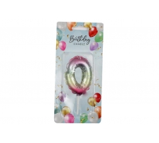 Rainbow Balloon Candle 6cm Number 0