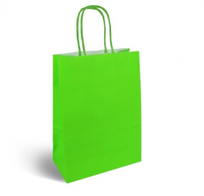 Lime Green Paper Party Bag with Coloured Handles