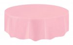 LOVELY PINK SOLID ROUND PLASTIC TABLE COVER 84"