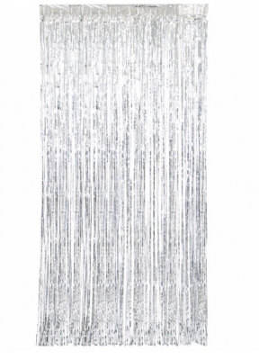 Silver Foil Fringe Door Curtain 3.25 ft x 6.5 ft