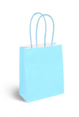 Mini Baby Blue Paper Party Bag with Coloured Handles