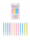 Pack Pastel Party Candles with 12 Holders (6cm)