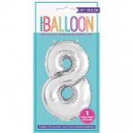 SILVER NUMBER 8 SHAPED FOIL BALLOON 14"