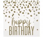 16 CONFETTI GOLD BIRTHDAY LUNCH NAPKIN