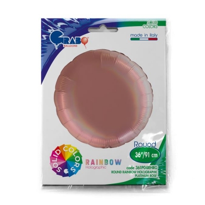 Grabo Round 36" Rainbow Holographic Platinum Ros[[138]] - Single