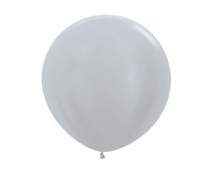 Satin Solid Silver 36" Latex Balloons 91.5cm - 2 Pack