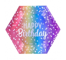 RAINBOW OMBRE BIRTHDAY PAPER PLATES PACK OF 8