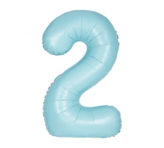 34" UNIQUE MATTE BLUE NUMBER 2 FOIL BALLOON