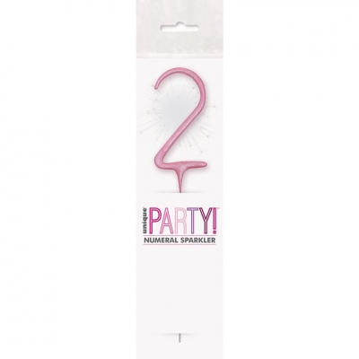 BIRTHDAY PINK GLITZ NUMBER 2 SPARKLER 7"