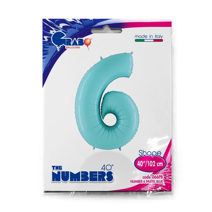 Number 6 Pastel Blue 40" Single Pack - Click Image to Close