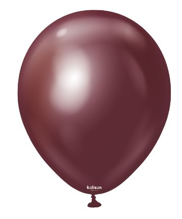 KALISAN 5" MIRROR BURGUNDY LATEX BALLOON - 100CT - Click Image to Close