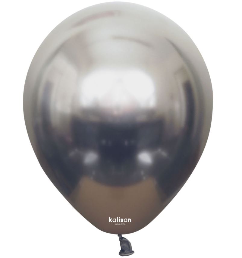 KALISAN 12" MIRROR SPACE GREY LATEX BALLOON - 50CT - Click Image to Close