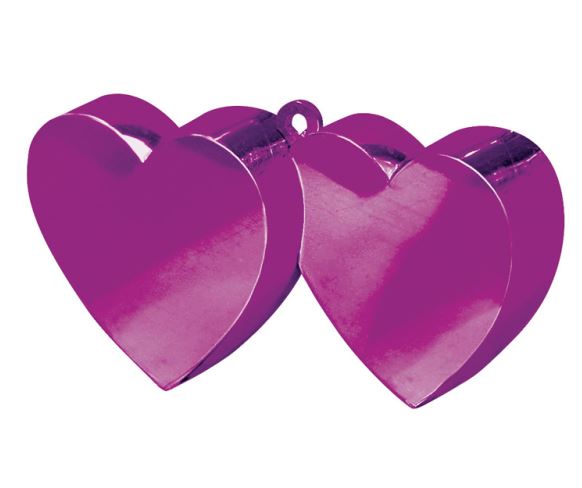 MAGENTA DOUBLE HEART BALLOON WEIGHTS 170G/6OZ - Click Image to Close