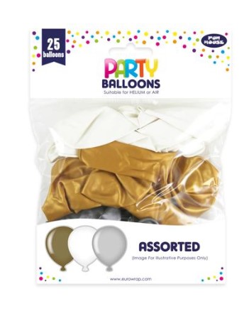 25pk Party Balloons Metallic - Click Image to Close