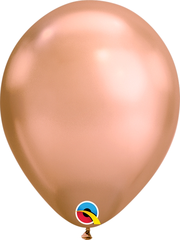 7" QUALATEX ROUND CHROME ROSE GOLD 100 PACK - Click Image to Close