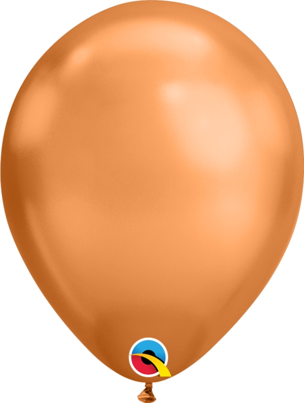 QUALATEX 11" PLAIN LATEX ROUND CHROME COPPER 25 PACK - Click Image to Close