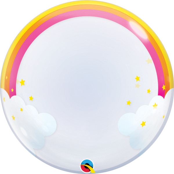 QUALATEX RAINBOW CLOUDS 24" DECO BUBBLE BALLOON - Click Image to Close