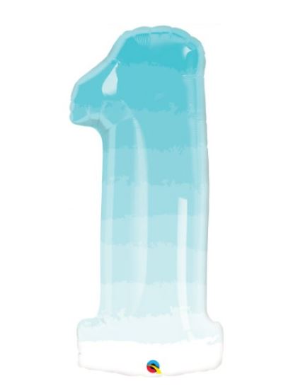 QUALATEX 38" SHAPE NUMBER ONE BLUE OMBRE - Click Image to Close