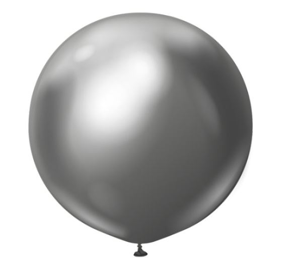 KALISAN 36" MIRROR SPACE GREY LATEX BALLOONS 2CT - Click Image to Close