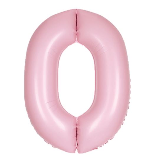 34" UNIQUE MATTE LOVELY PINK NUMBER 0 FOIL BALLOON - Click Image to Close