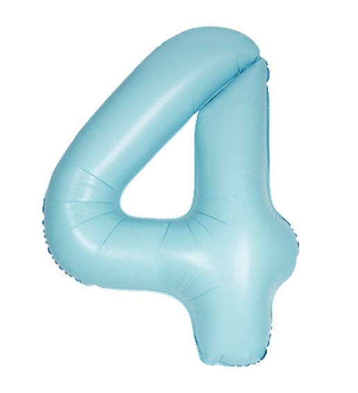 34" UNIQUE MATTE BLUE NUMBER 4 FOIL BALLOON - Click Image to Close