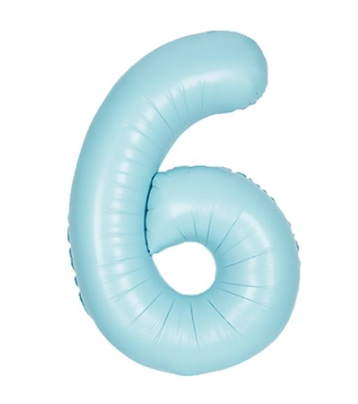34" UNIQUE MATTE BLUE NUMBER 6 FOIL BALLOON - Click Image to Close