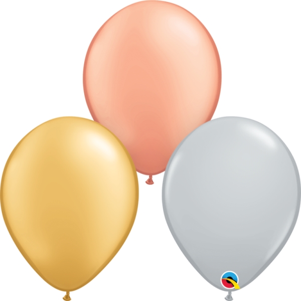 QUALATEX 11" ROUND TRI COLOUR METTALIC 100PACK - Click Image to Close