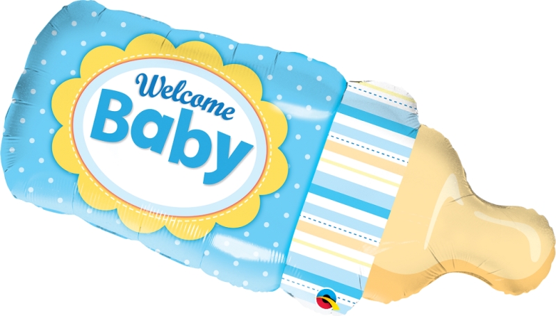 QUALATEX 39" WELCOME BABY BOTTLE BLUE - Click Image to Close