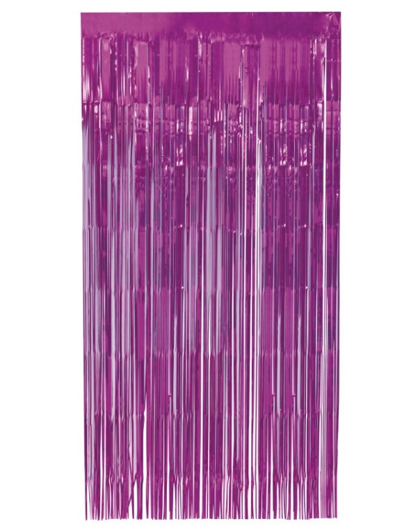 Hot Pink Foil Fringe Door Curtain 1m x 2m - Click Image to Close
