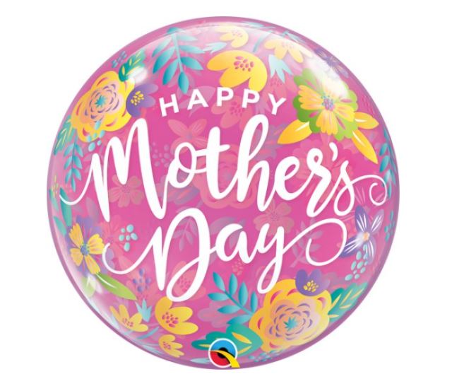 Qualatex 22" Single Bubble Mothers Day Floral Balloon - Click Image to Close