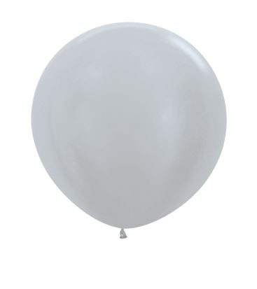 Satin Solid Silver 36" Latex Balloons 91.5cm - 2 Pack - Click Image to Close