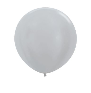 Satin Silver 24" Latex Balloons 60cm - 3 Pack