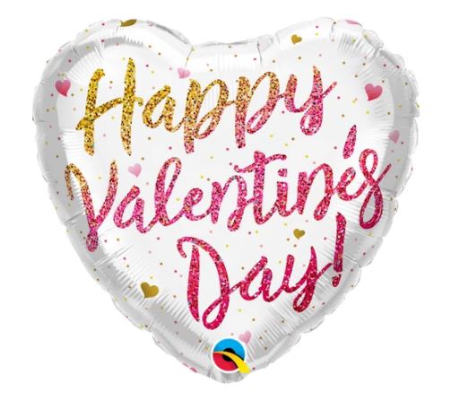 QUALATEX 18" HEART VALENTINE'S GLITTER OMBRE BALLOON - Click Image to Close