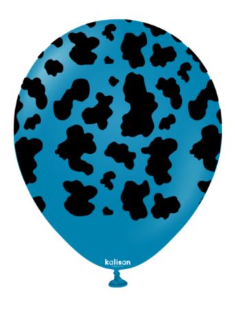 KALISAN 12" SAFARI COW DEEP BLUE BALLOON - 25CT - Click Image to Close