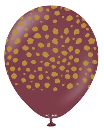 KALISAN SAFARI CHEETAH BURGANDY(GOLD) BALLOONS PACK OF 25 - Click Image to Close