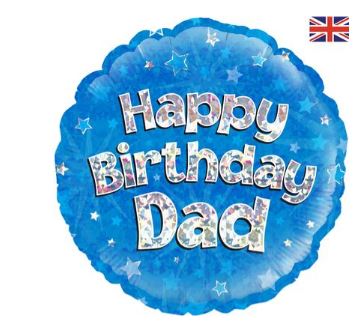 OAKTREE 18" HAPPY BIRTHDAY DAD BLUE HOLOGRAPHIC