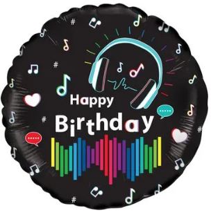 18" MEDIA MUSIC BIRTHDAY HOLOGRAPHIC